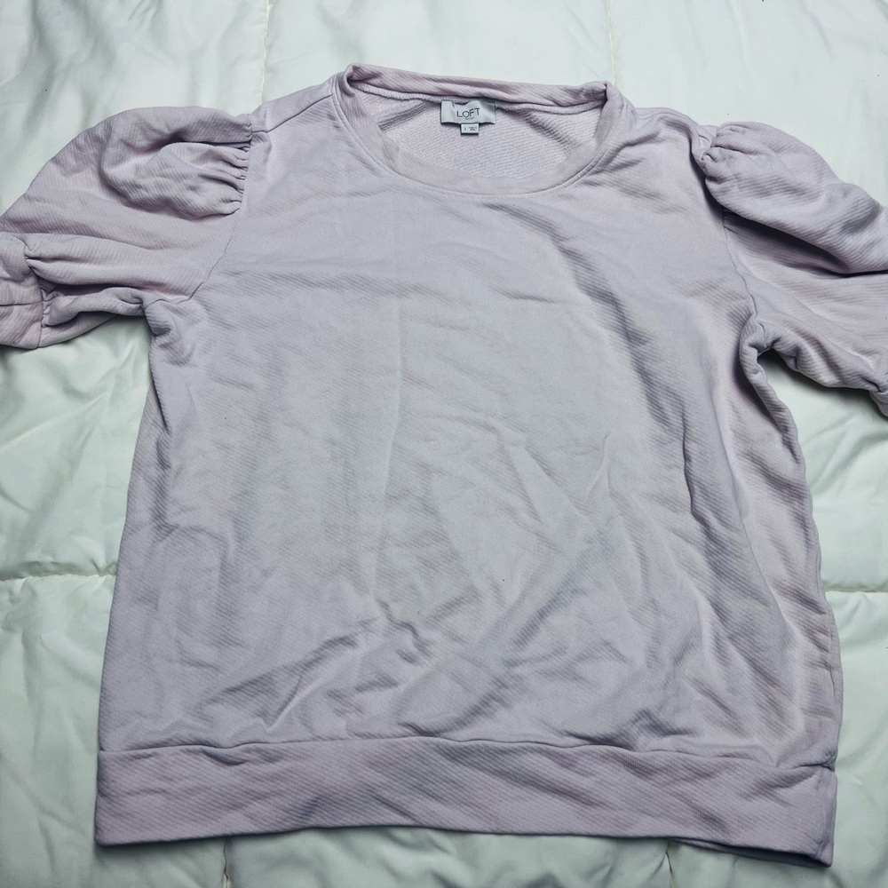LOFT Light Pink Puff Sleeve Shirt